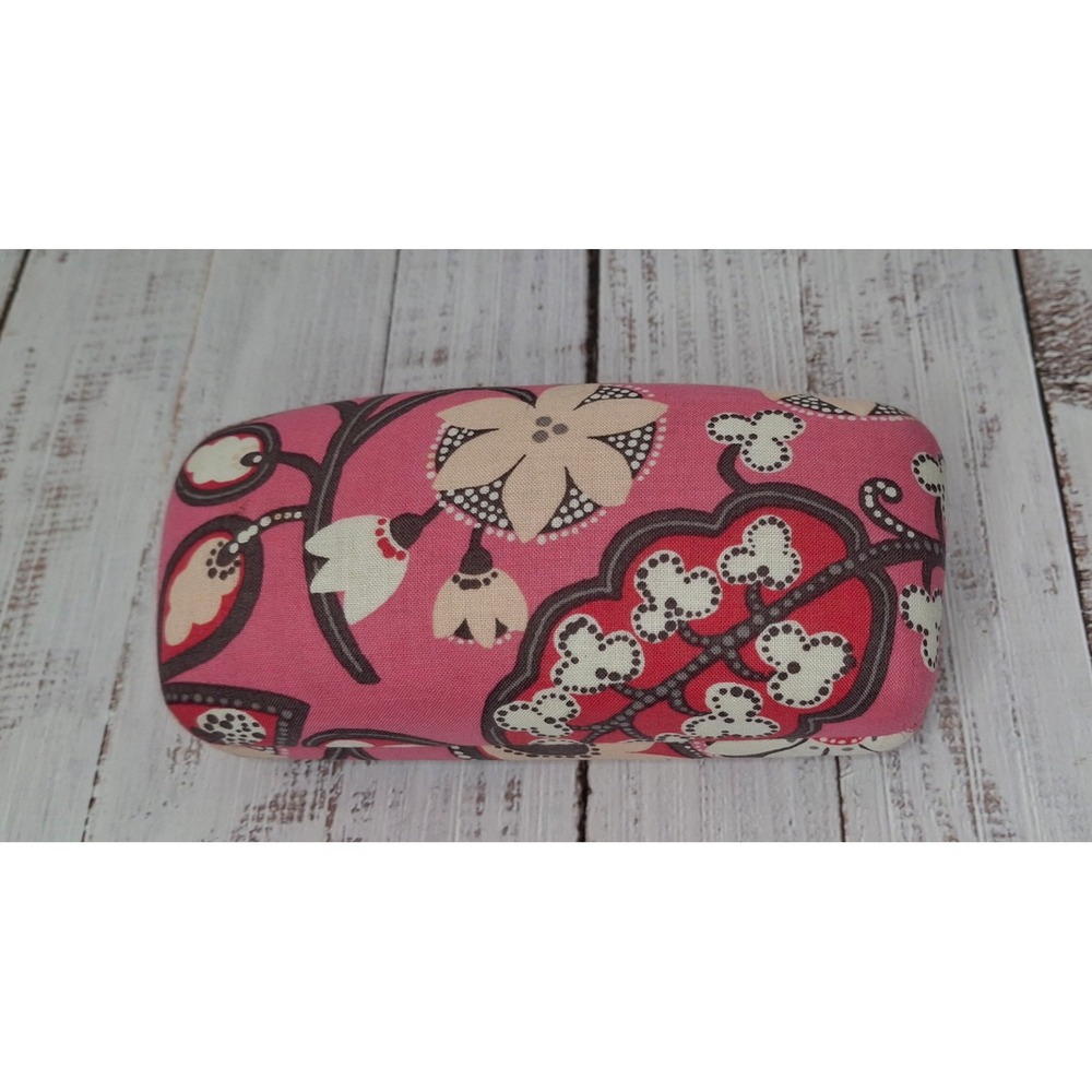 Vera Bradley Pink Floral Hard Shell Eyeglass Case Quilted Fabric Clamshell
